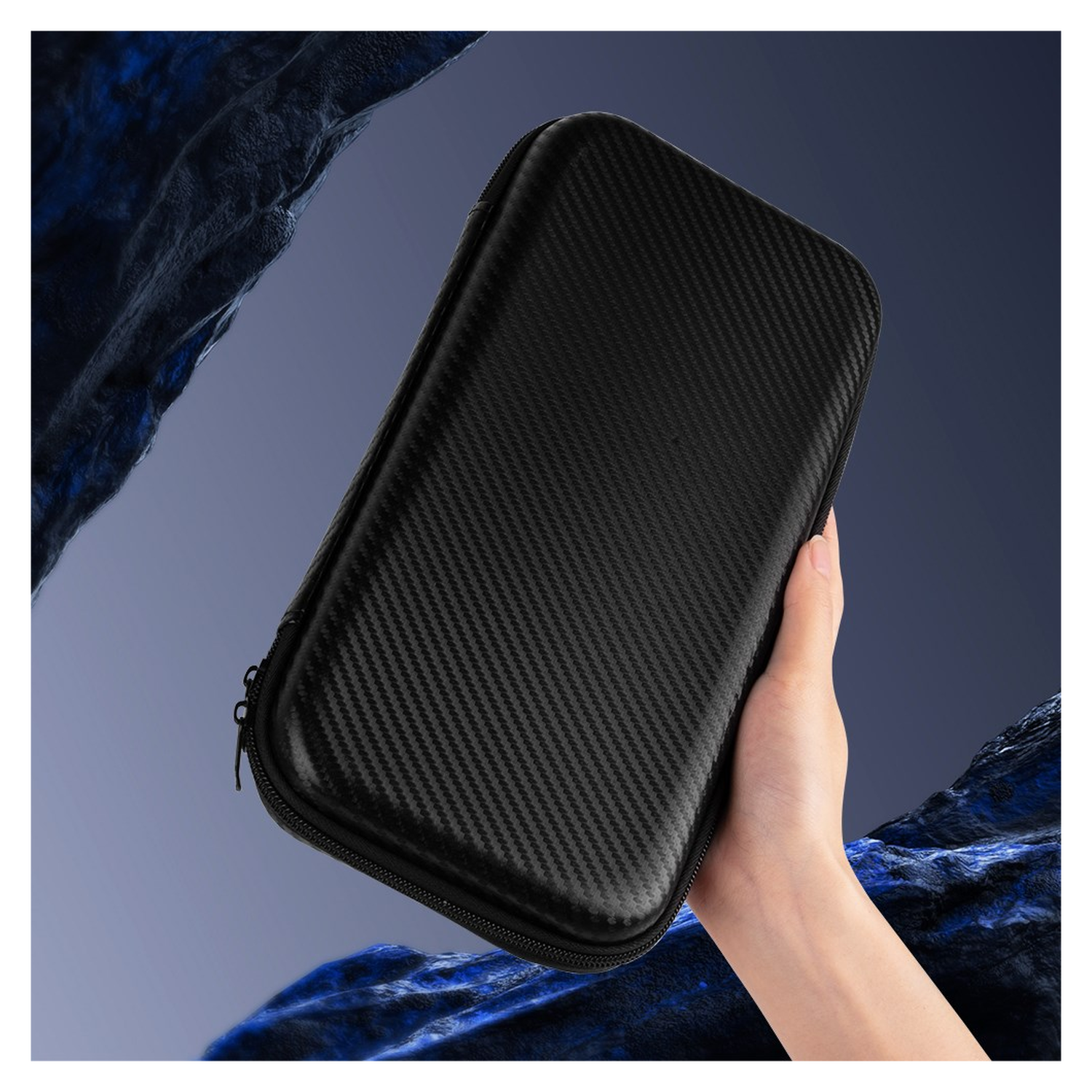 Nintendo Switch 2 Hoesje Opberghoes Carbon Fiber Travel Case Zwart afbeelding 8