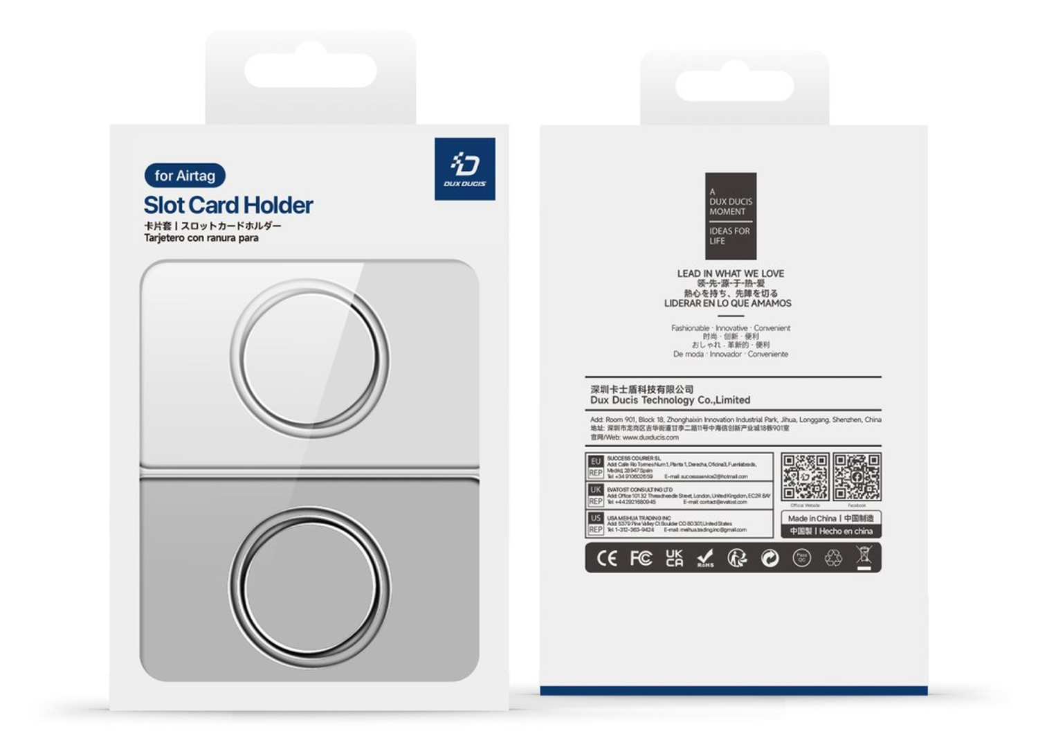 Dux Ducis AirTag Kaarthouder voor Portemonnee / Pasjeshouder Transparant 2-Pack afbeelding 10