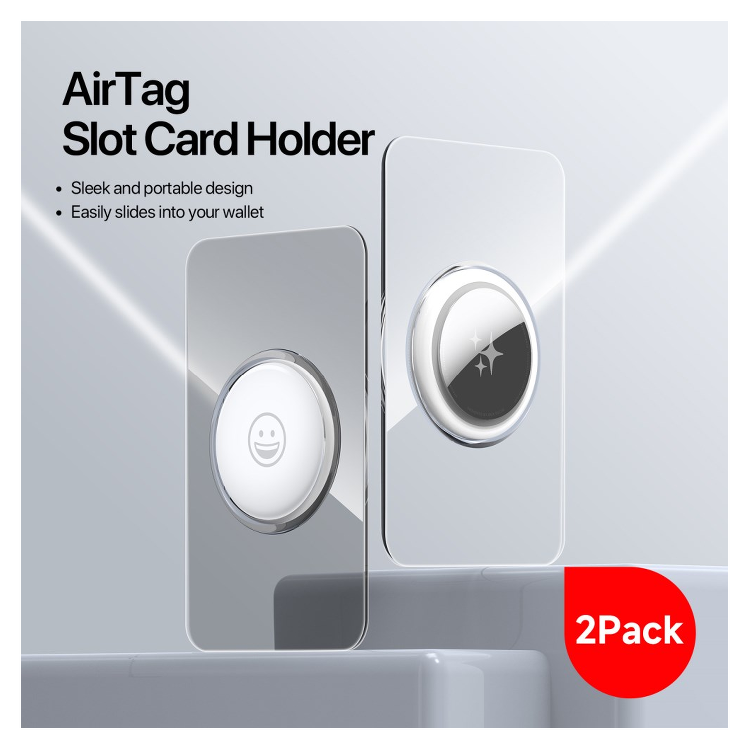 Dux Ducis AirTag Kaarthouder voor Portemonnee / Pasjeshouder Transparant 2-Pack afbeelding 3
