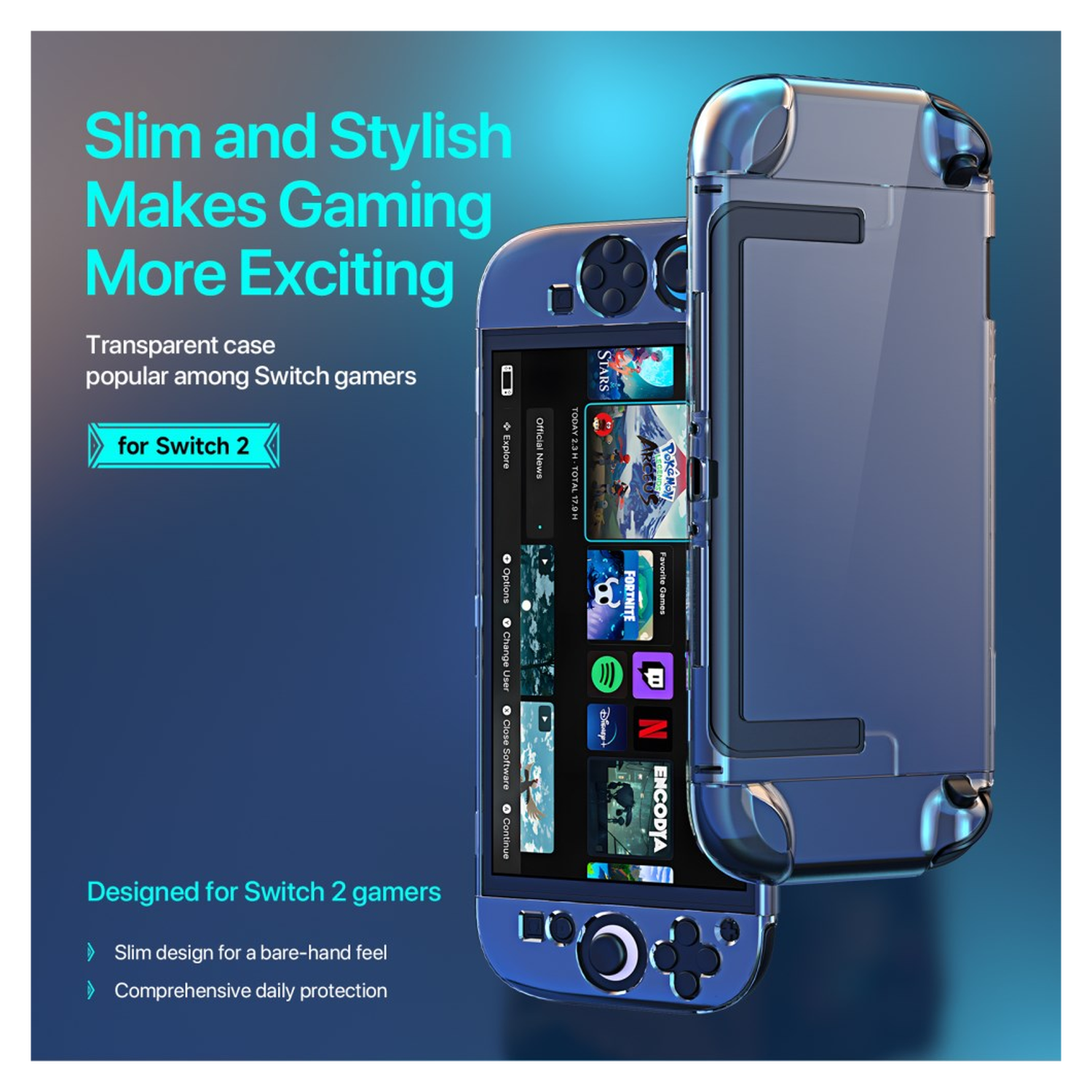 Dux Ducis Clear Case Nintendo Switch 2 Hoesje Afneembare Joy-Con Transparant afbeelding 3
