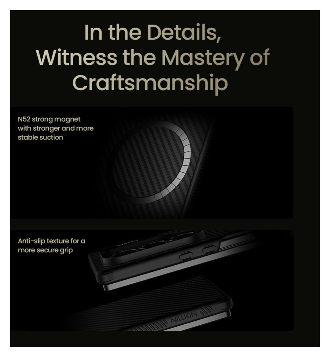 Nillkin Synthetic Fiber Pro Samsung Galaxy Z Fold 7 Hoesje MagSafe Carbon Zwart afbeelding 4
