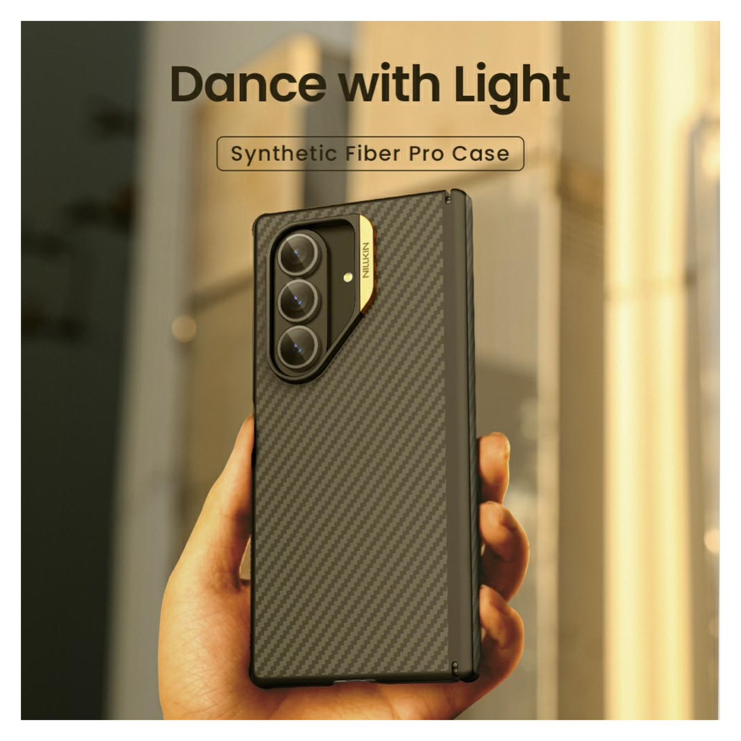 Nillkin Synthetic Fiber Pro Samsung Galaxy Z Fold 7 Hoesje MagSafe Carbon Zwart afbeelding 3