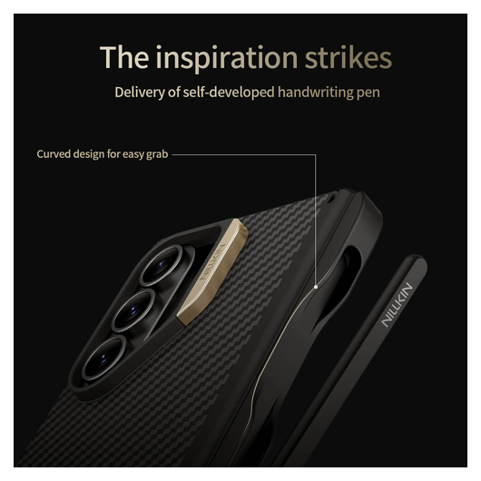 Nillkin Synthetic Fiber Pro Samsung Galaxy Z Fold 7 Hoesje met Pen MagSafe Zwart afbeelding 4