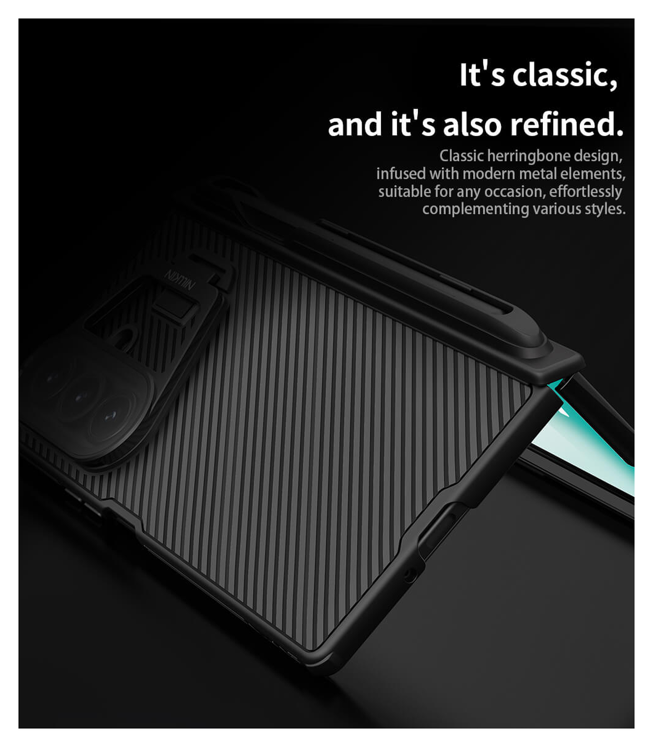 Nillkin CamShield Prop Samsung Z Fold 7 Hoesje MagSafe S-Pen Back Cover Zwart afbeelding 8
