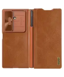 Nillkin Qin Leather Samsung Galaxy Z Fold 7 Hoesje Book Case Pen Edition Bruin afbeelding