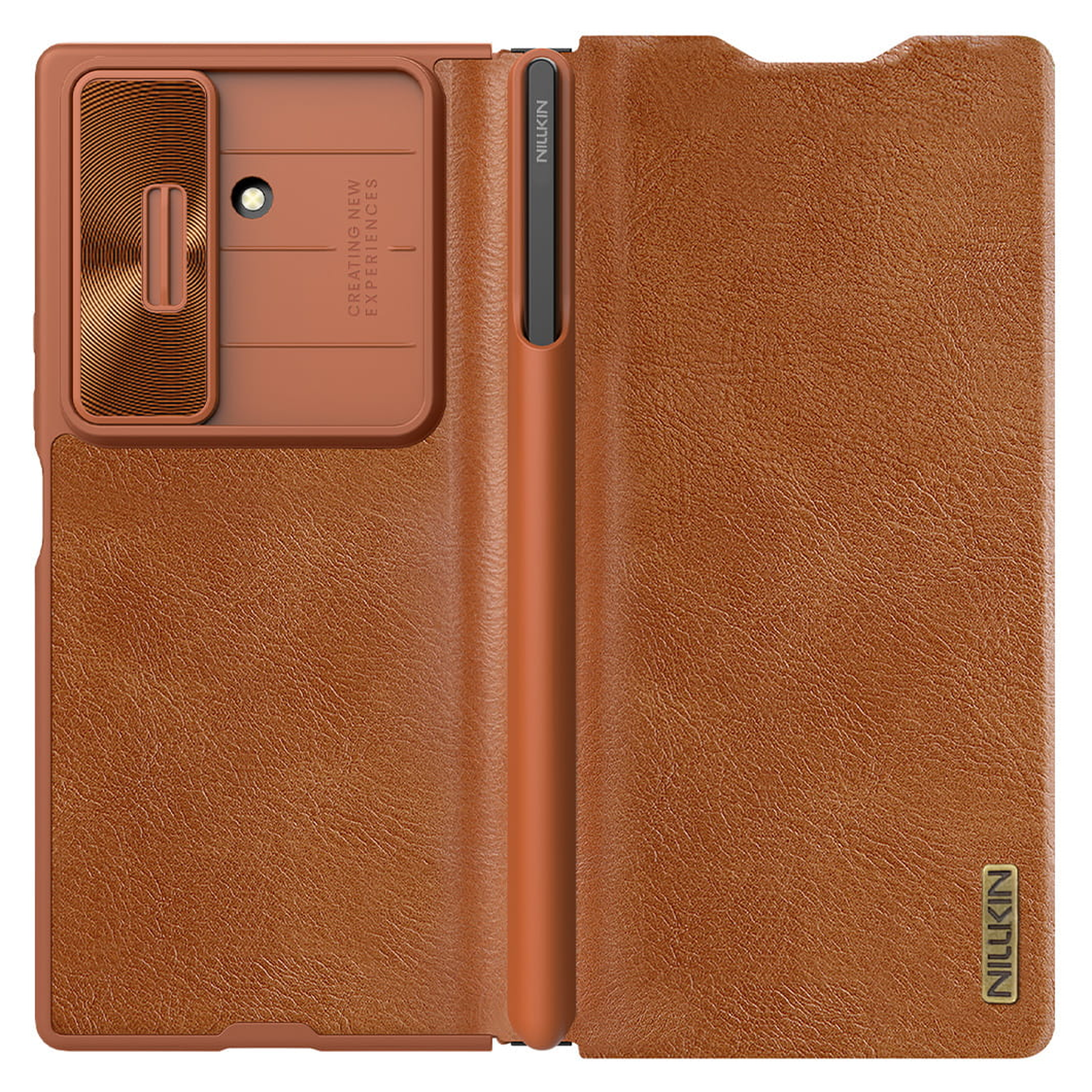 Nillkin Qin Leather Samsung Galaxy Z Fold 7 Hoesje Book Case Pen Edition Bruin afbeelding 1