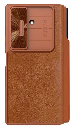 Nillkin Qin Leather Samsung Galaxy Z Fold 7 Hoesje Book Case Pen Edition Bruin afbeelding 3