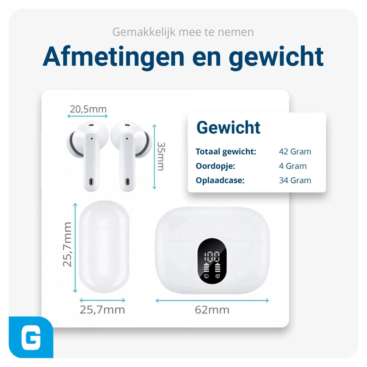 Duo Pack SBG Draadloze Oordopjes met Bluetooth Noise Cancelling Wit afbeelding 8