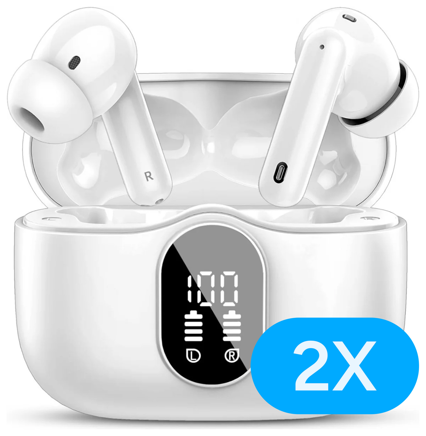 Duo Pack SBG Draadloze Oordopjes met Bluetooth Noise Cancelling Wit afbeelding 2