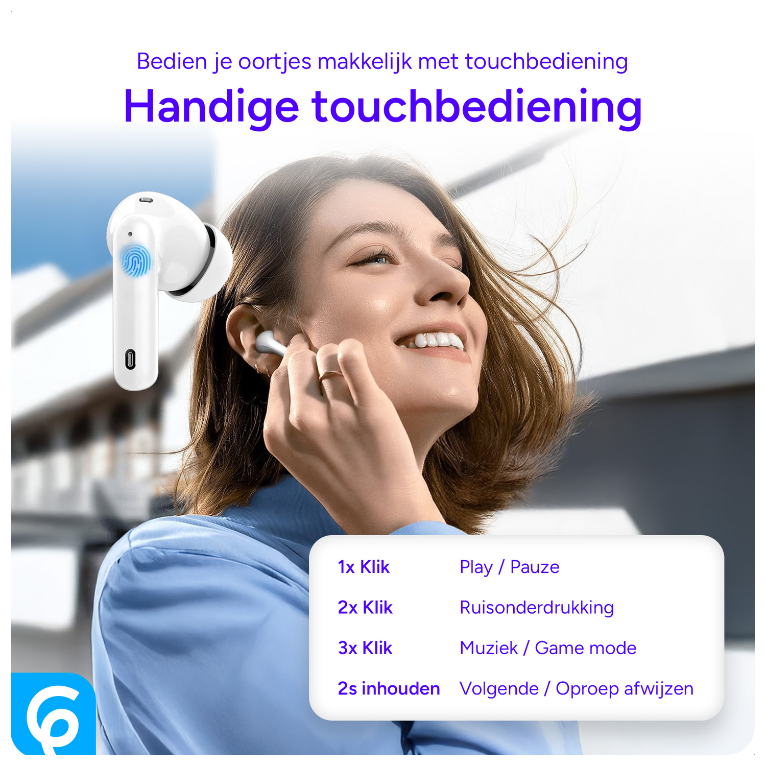 Duo Pack SBG Draadloze Oordopjes met Bluetooth Noise Cancelling Wit afbeelding 5
