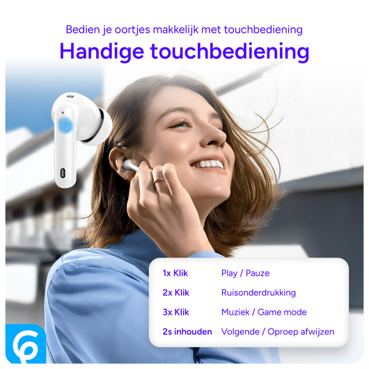 Duo Pack SBG Draadloze Oordopjes met Bluetooth Noise Cancelling Wit afbeelding 5