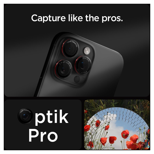 Spigen Optik Pro iPhone 16 Pro (Max)/15 Pro (Max) Camera Protector Rood 2-Pack afbeelding 4