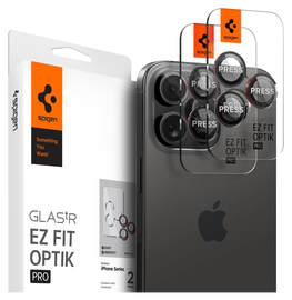 Spigen Optik Pro iPhone 16 Pro (Max)/15 Pro (Max) Camera Protector Rood 2-Pack