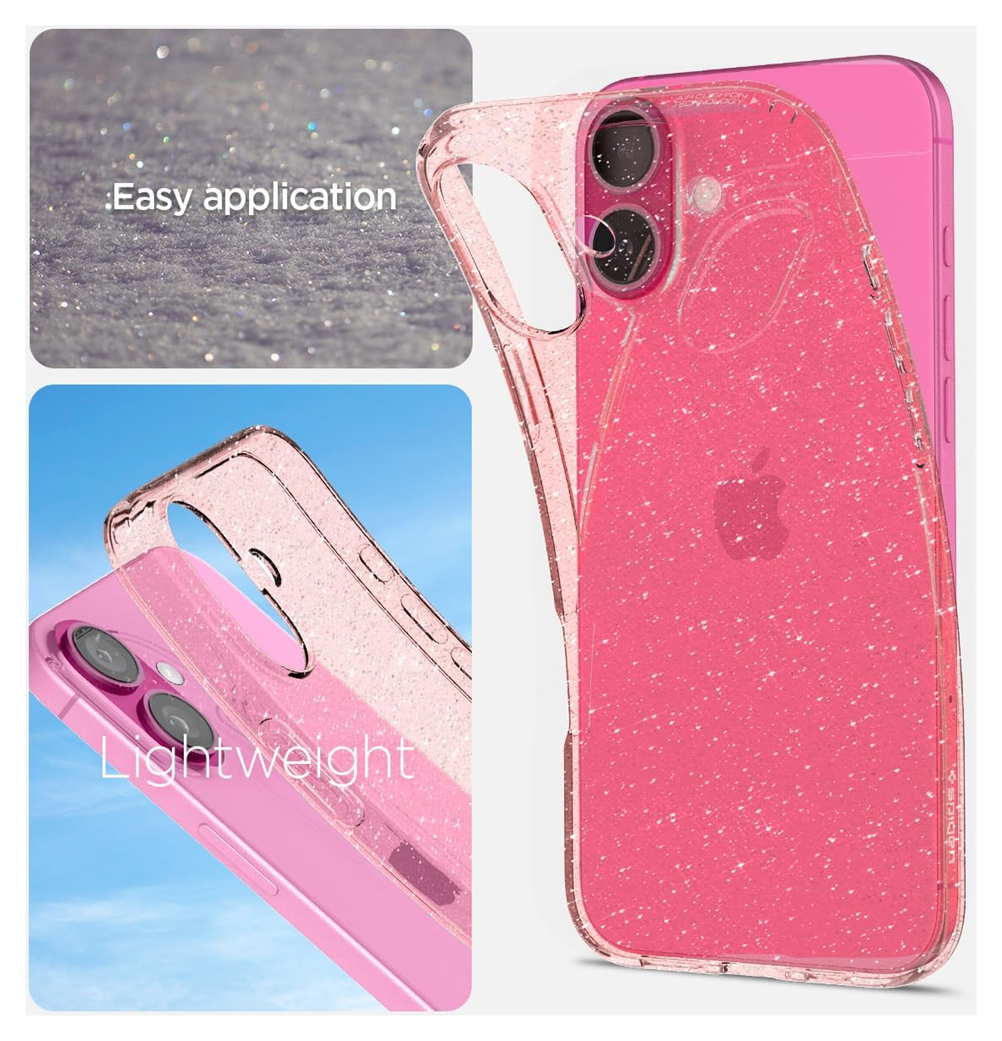 Spigen Liquid Crystal Apple iPhone 16 Hoesje Back Cover Glitter Roze afbeelding 3