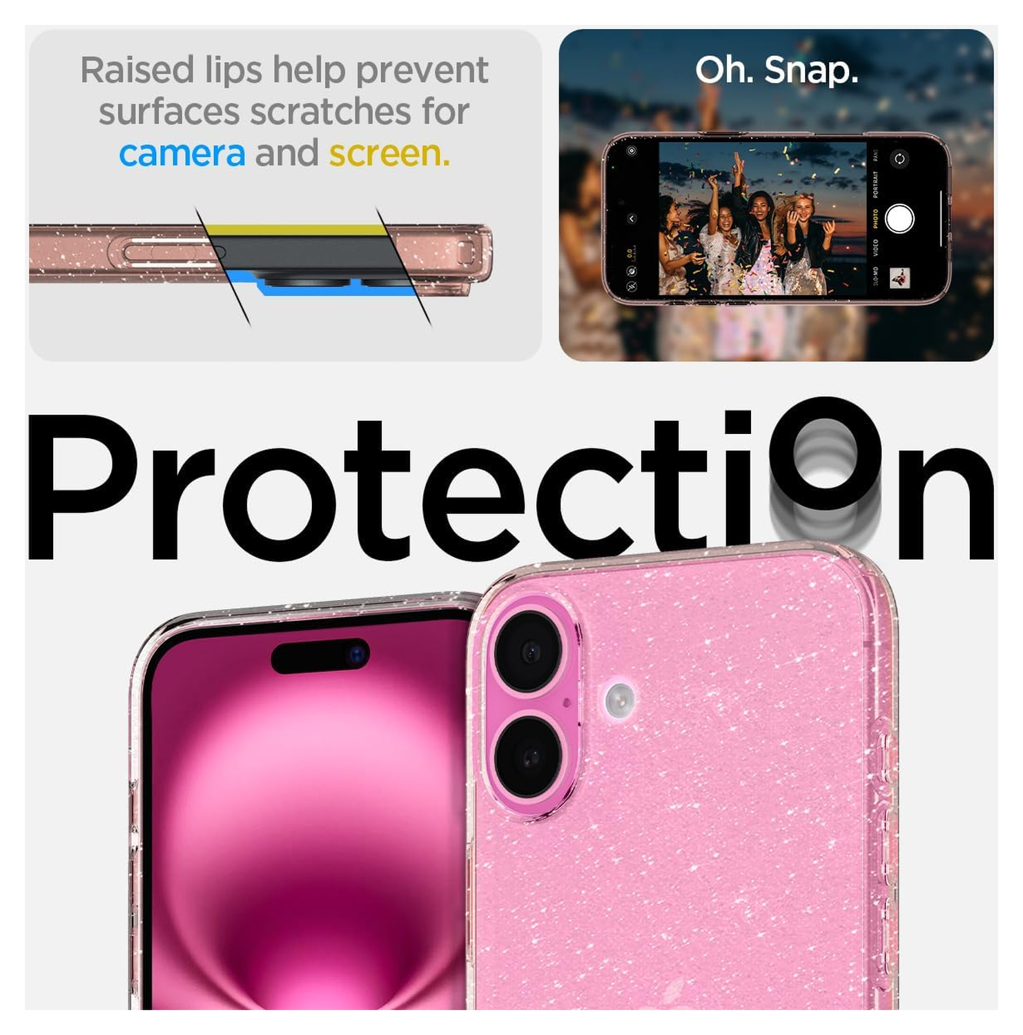 Spigen Liquid Crystal Apple iPhone 16 Hoesje Back Cover Glitter Roze afbeelding 4