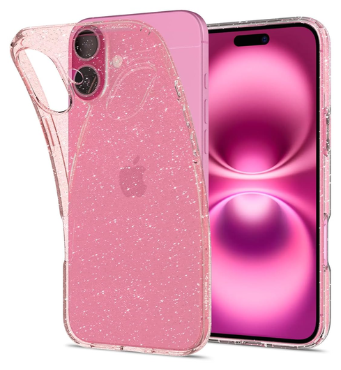 Spigen Liquid Crystal Apple iPhone 16 Hoesje Back Cover Glitter Roze afbeelding 1