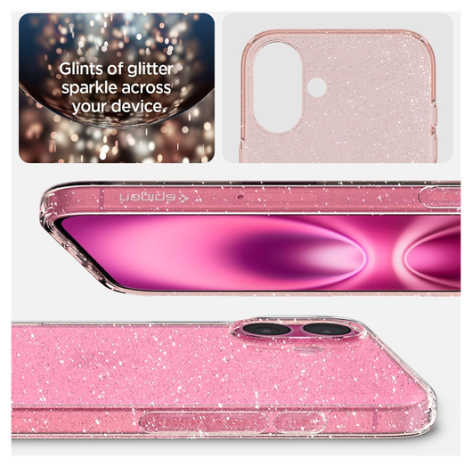 Spigen Liquid Crystal Apple iPhone 16 Hoesje Back Cover Glitter Roze afbeelding 2