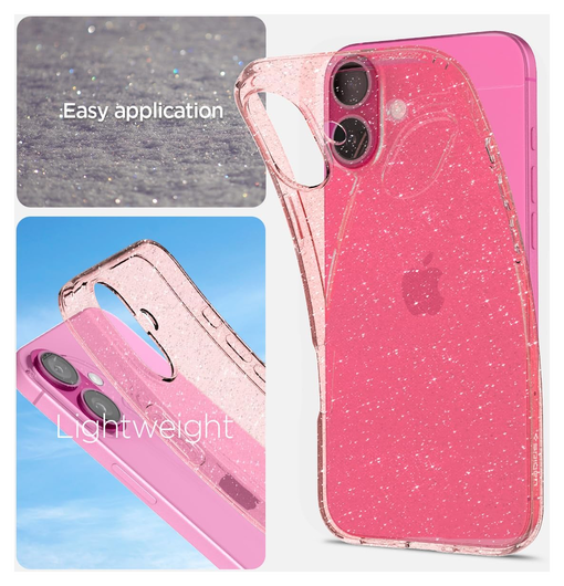 Spigen Liquid Crystal Apple iPhone 16 Hoesje Back Cover Glitter Roze afbeelding 3