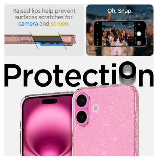 Spigen Liquid Crystal Apple iPhone 16 Hoesje Back Cover Glitter Roze afbeelding 4