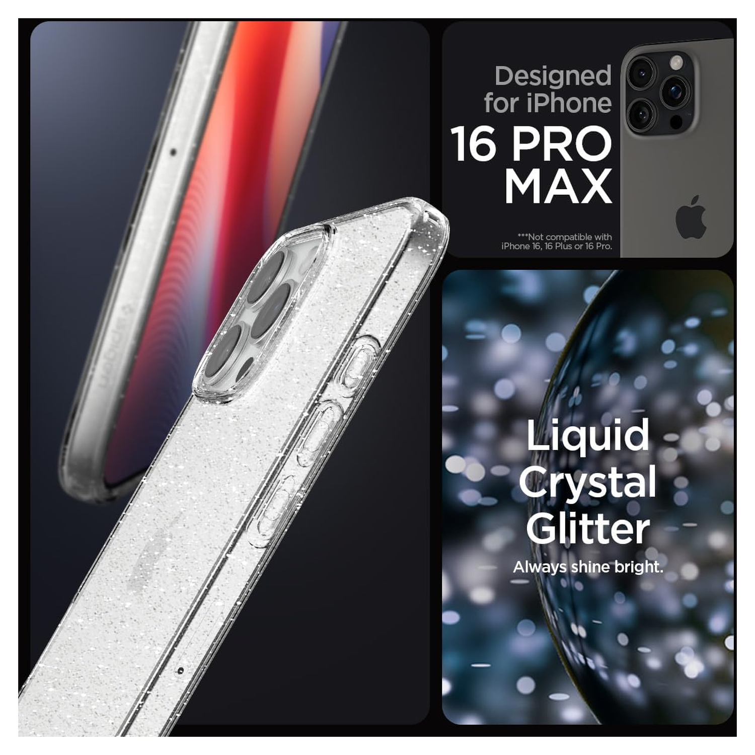 Spigen Liquid Crystal Apple iPhone 16 Pro Max Hoesje Back Cover Glitter afbeelding 2