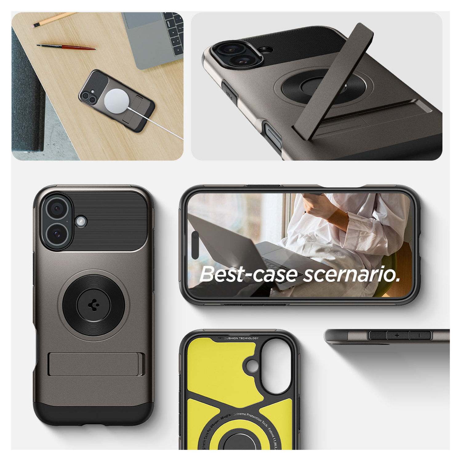 Spigen Slim Armor MagFit Apple iPhone 16 Plus Hoesje MagSafe Gunmetal afbeelding 3