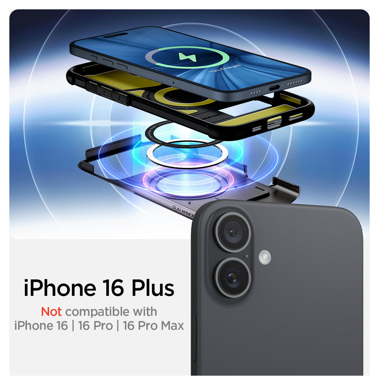 Spigen Slim Armor MagFit Apple iPhone 16 Plus Hoesje MagSafe Gunmetal afbeelding 8
