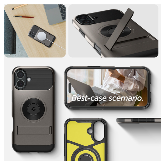 Spigen Slim Armor MagFit Apple iPhone 16 Plus Hoesje MagSafe Gunmetal afbeelding 3