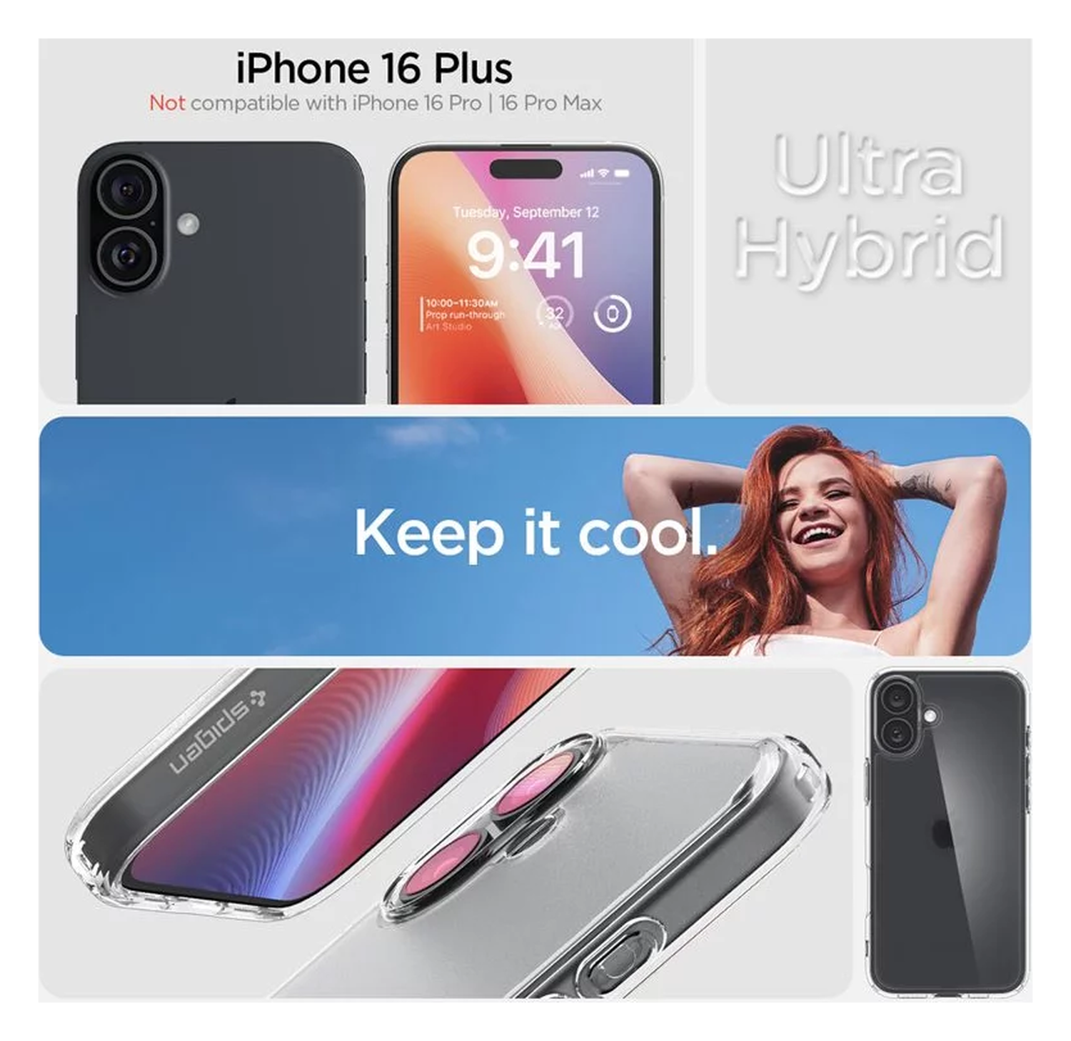 Spigen Ultra Hybrid Apple iPhone 16 Plus Hoesje Back Cover Frost Transparant afbeelding 6