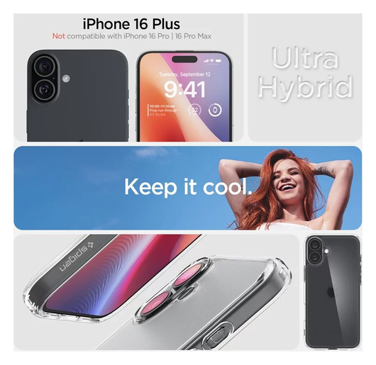 Spigen Ultra Hybrid Apple iPhone 16 Plus Hoesje Back Cover Frost Transparant afbeelding 6