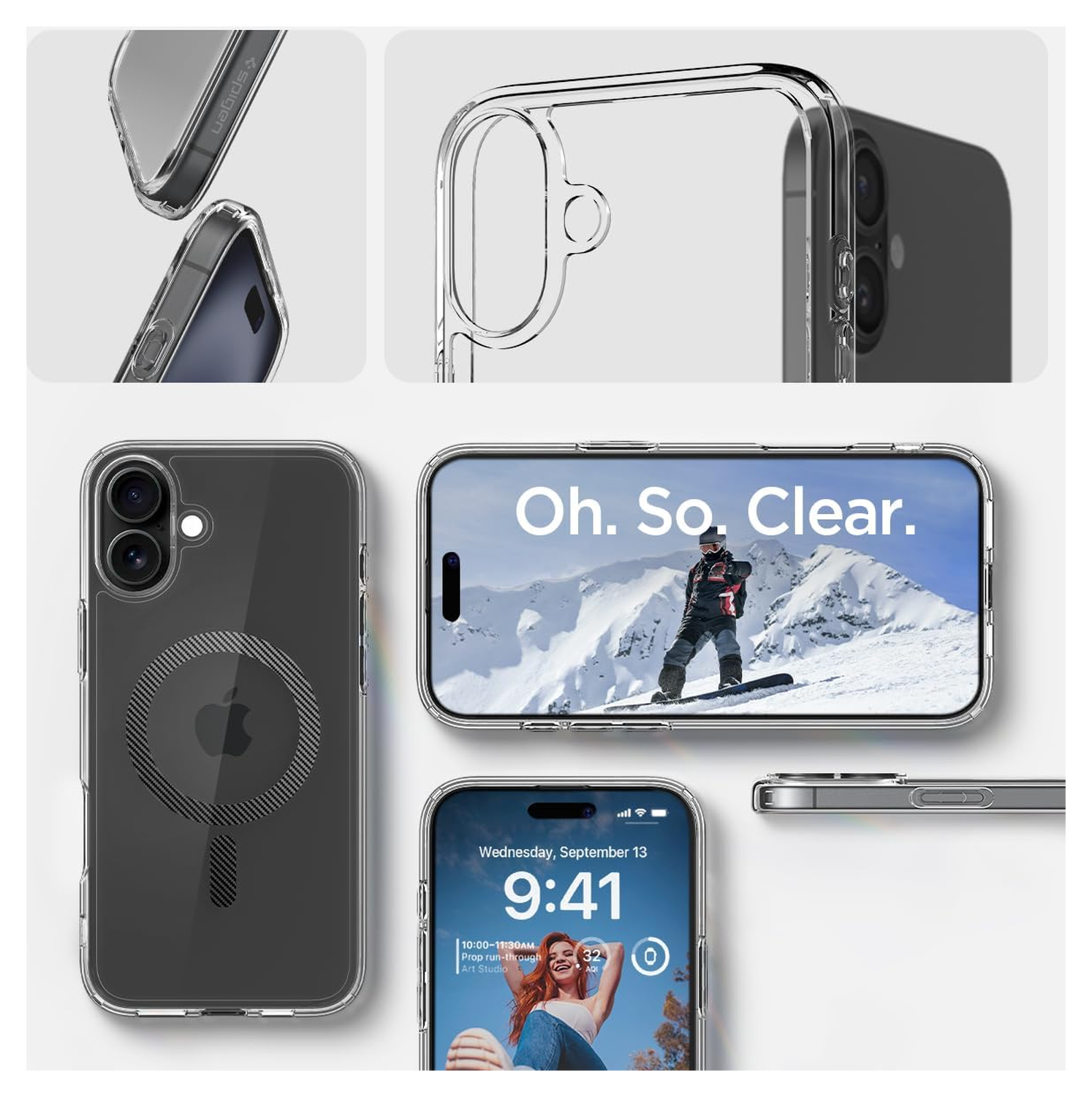 Spigen Ultra Hybrid MagFit Apple iPhone 16 Plus Hoesje MagSafe Carbon Fiber afbeelding 8