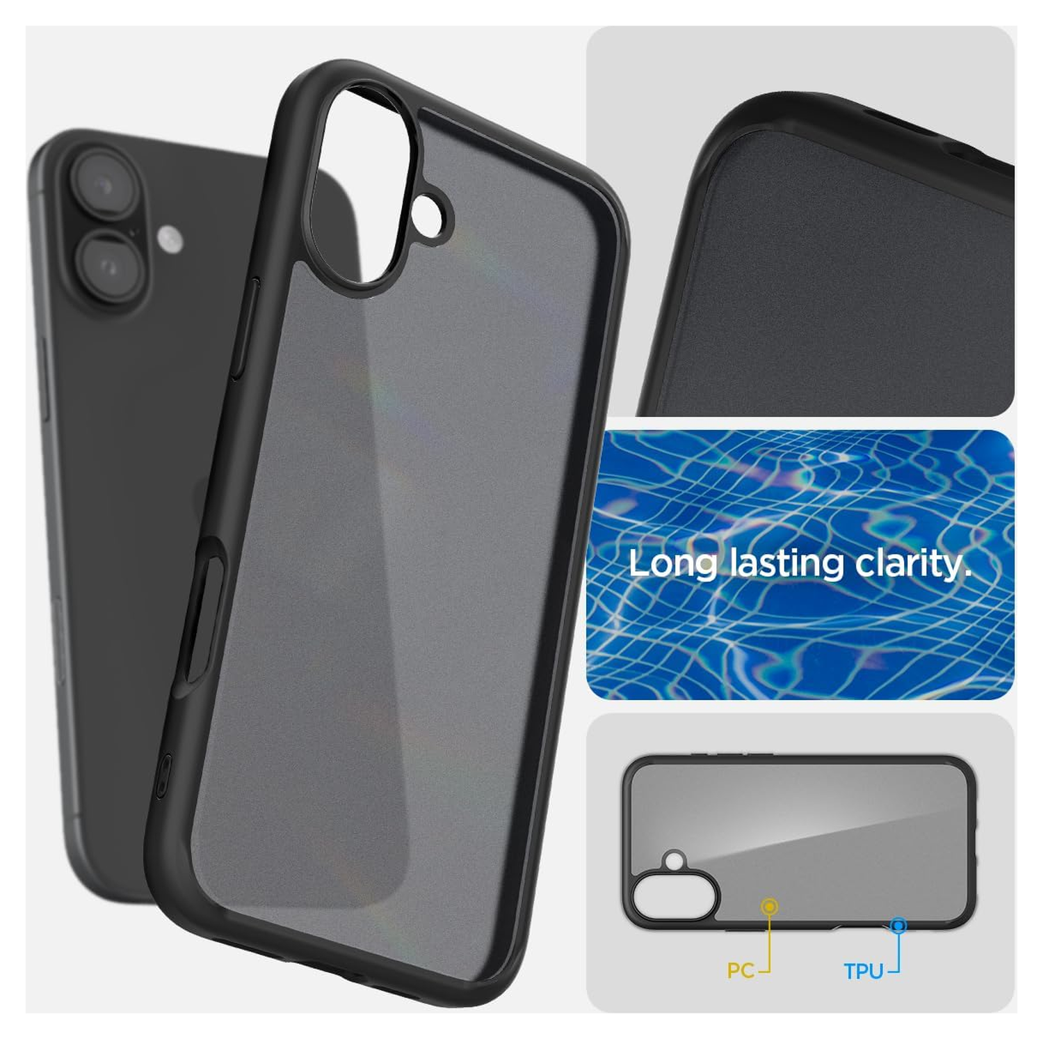 Spigen Ultra Hybrid Apple iPhone 16 Plus Hoesje Back Cover Frost Zwart afbeelding 3