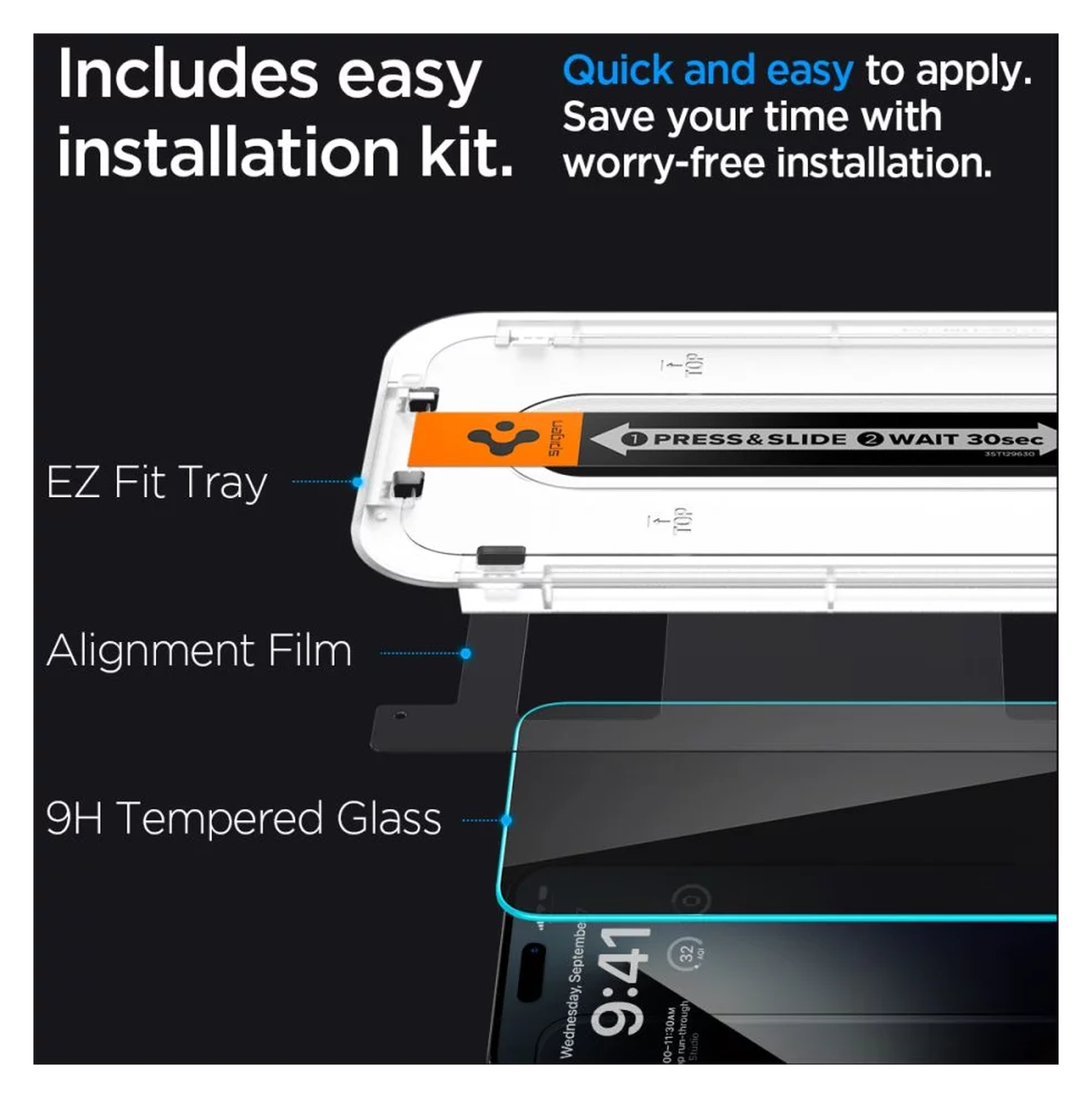 Spigen EZ Fit GLAS.tR Apple iPhone 15 Plus Privacy Glass 1-Pack afbeelding 3