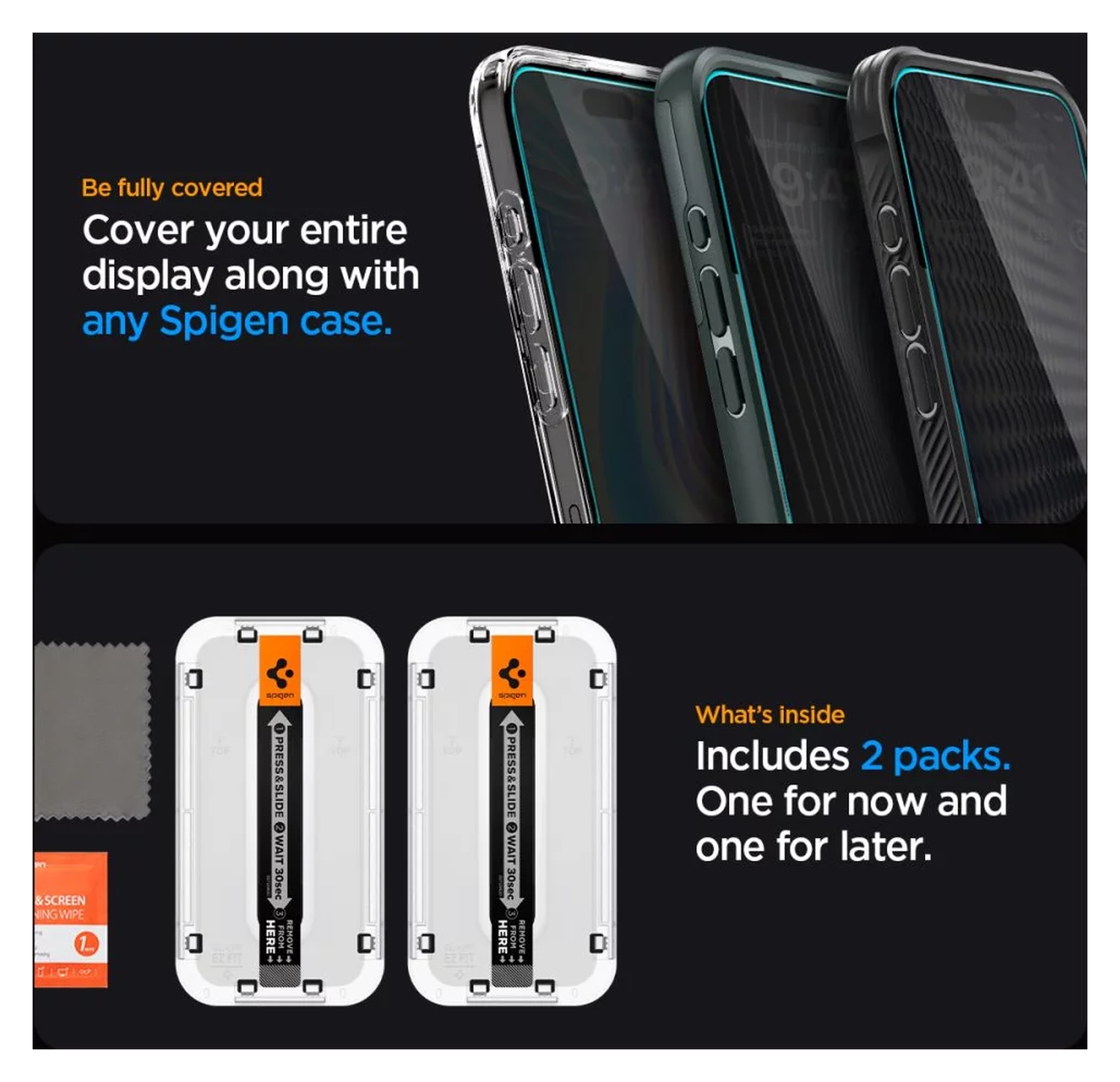Spigen EZ Fit GLAS.tR Apple iPhone 15 Plus Privacy Glass 1-Pack afbeelding 6