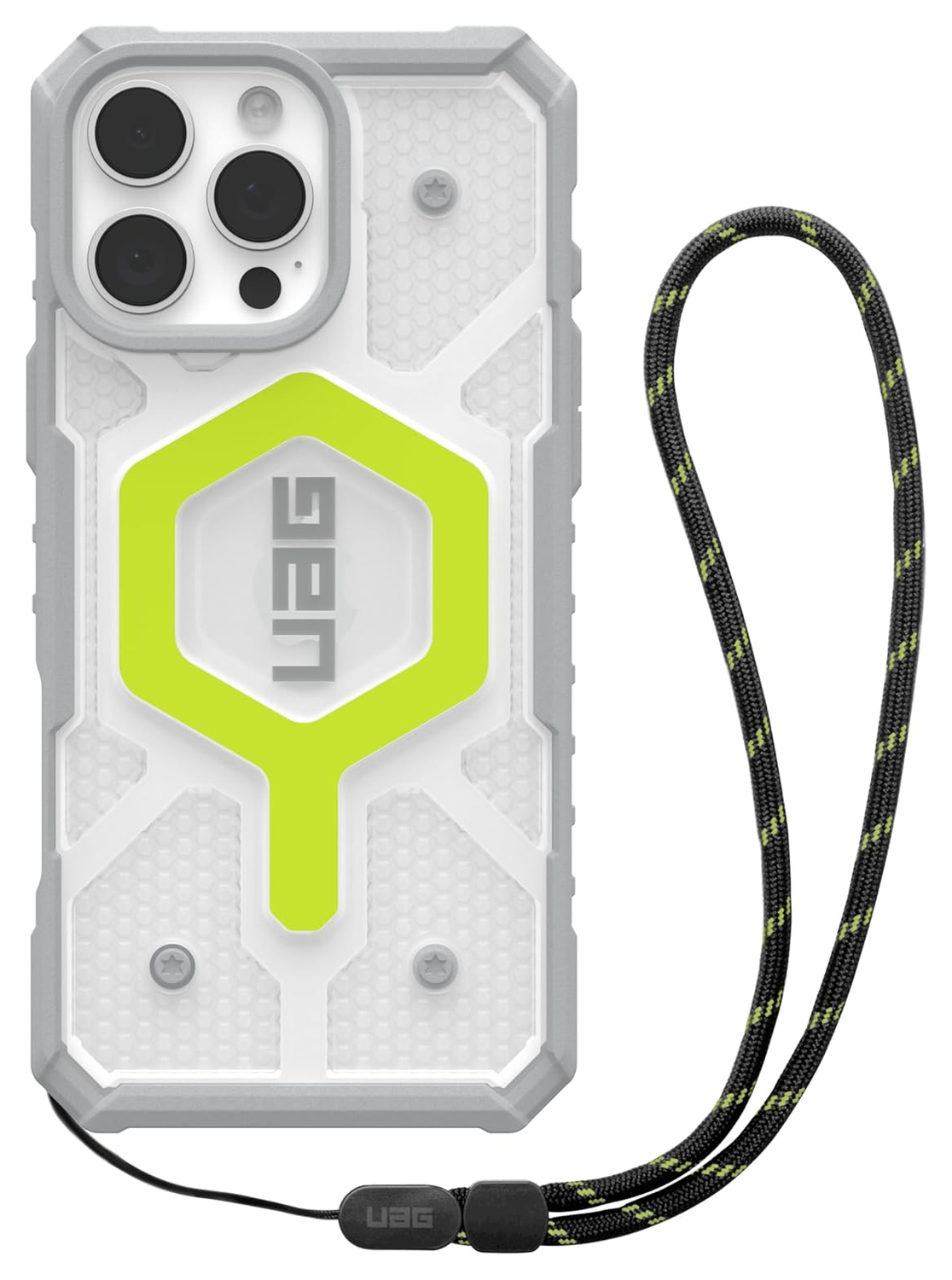 UAG Pathfinder Clear iPhone 16 Pro Max Hoesje MagSafe met Koord Neon afbeelding 1