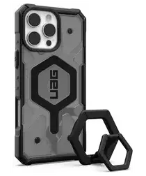 UAG Pathfinder Clear MagSafe iPhone 16 Pro Max Hoesje Ash + Ring Standaard Zwart afbeelding
