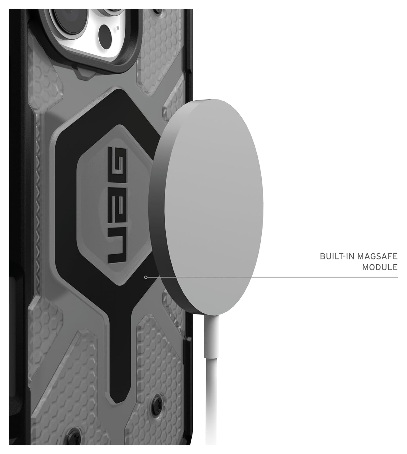 UAG Pathfinder Clear MagSafe iPhone 16 Pro Max Hoesje Ash + Ring Standaard Zwart afbeelding 4