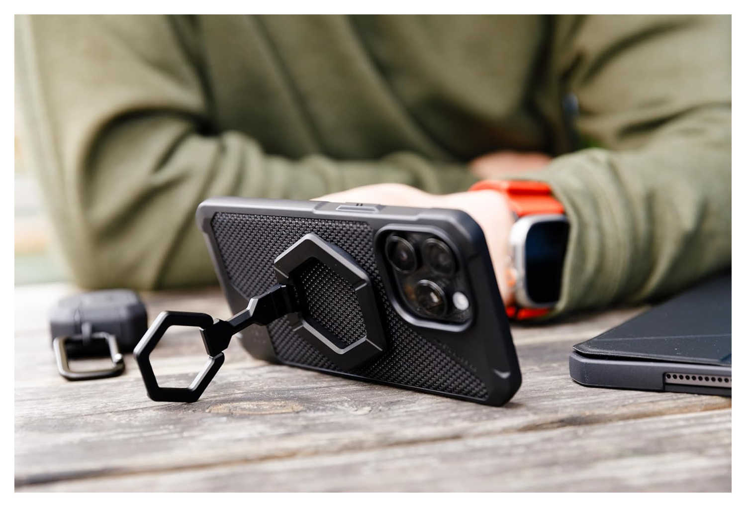 UAG Pathfinder Clear MagSafe iPhone 16 Pro Max Hoesje Ash + Ring Standaard Zwart afbeelding 6