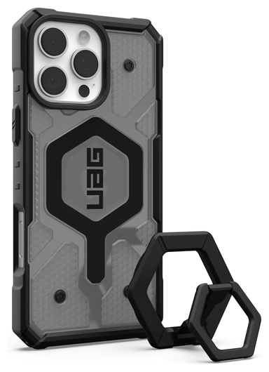 UAG Pathfinder Clear MagSafe iPhone 16 Pro Max Hoesje Ash + Ring Standaard Zwart afbeelding 1
