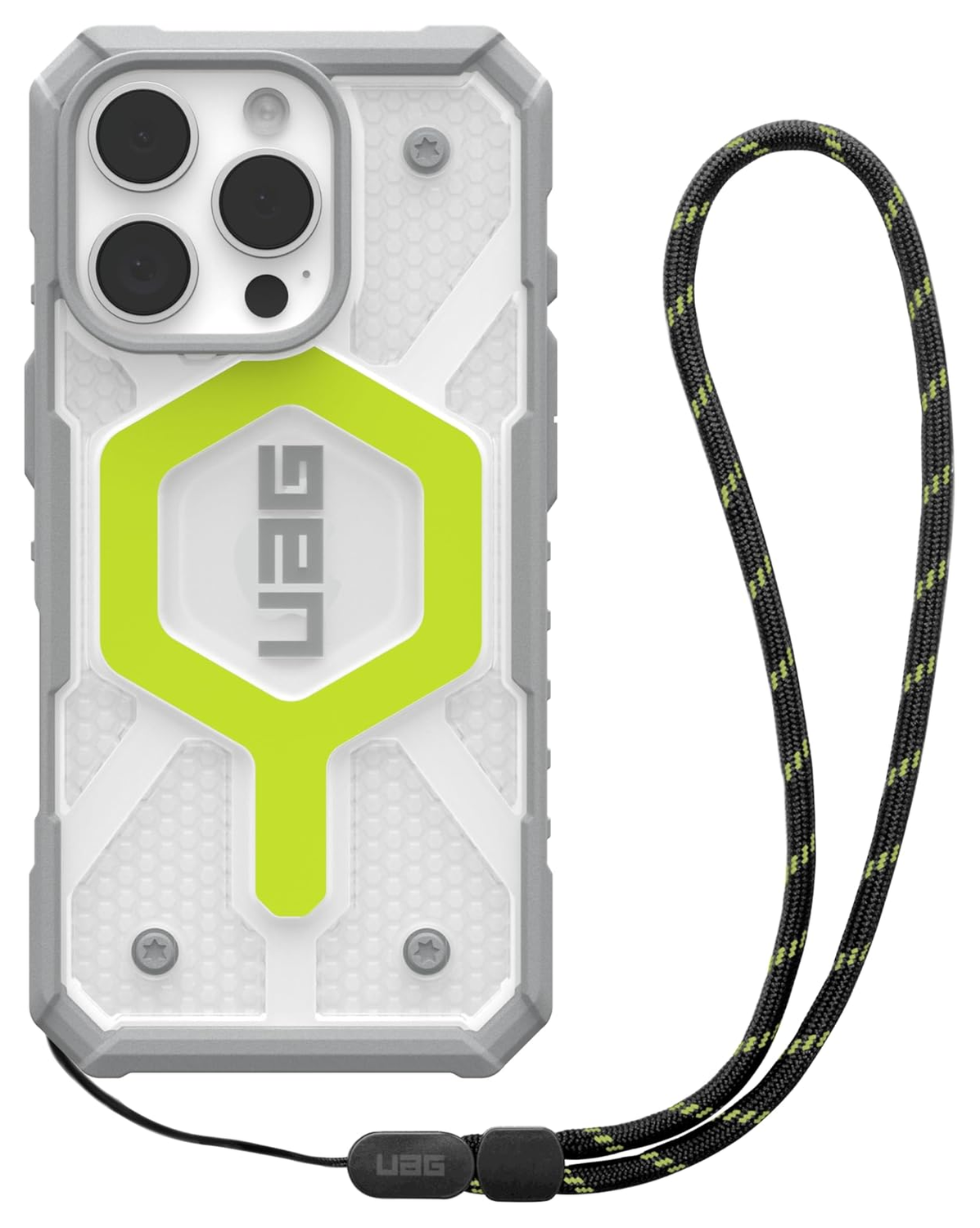 UAG Pathfinder Clear iPhone 16 Pro Hoesje MagSafe met Koord Neon afbeelding 1
