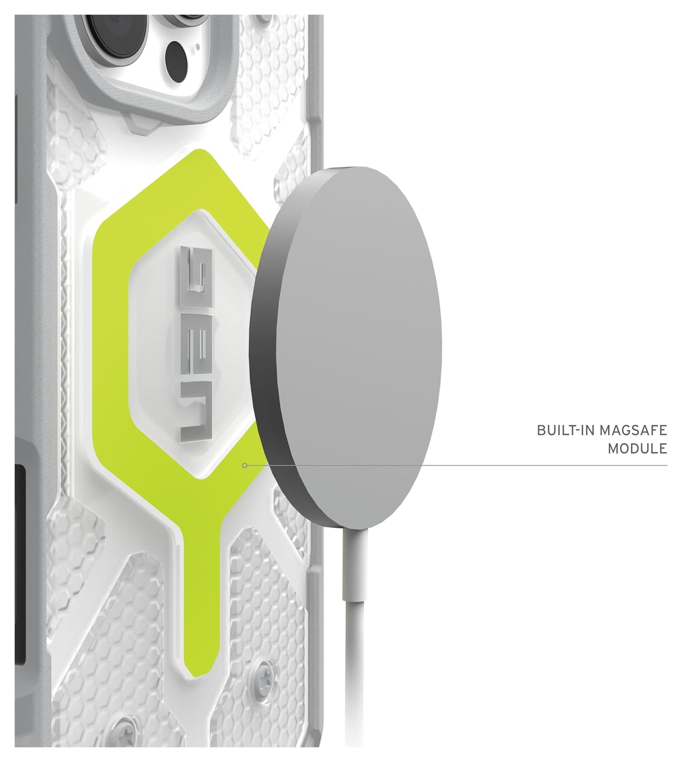 UAG Pathfinder Clear iPhone 16 Pro Hoesje MagSafe met Koord Neon afbeelding 3