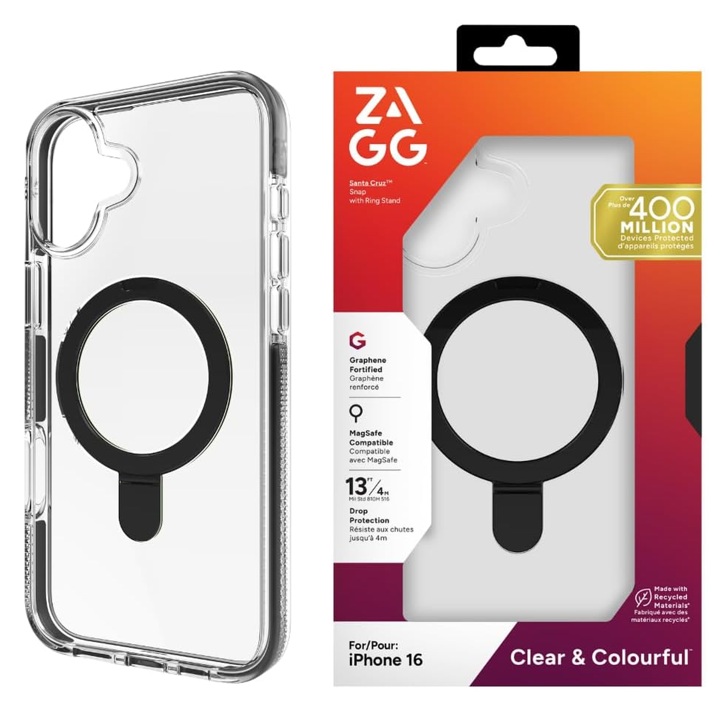 ZAGG Santa Cruz Snap Apple iPhone 16 Hoesje MagSafe Back Cover Transparant Zwart afbeelding 5