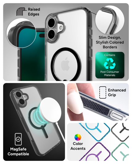 ZAGG Santa Cruz Snap Apple iPhone 16 Hoesje MagSafe Back Cover Transparant Zwart afbeelding 4