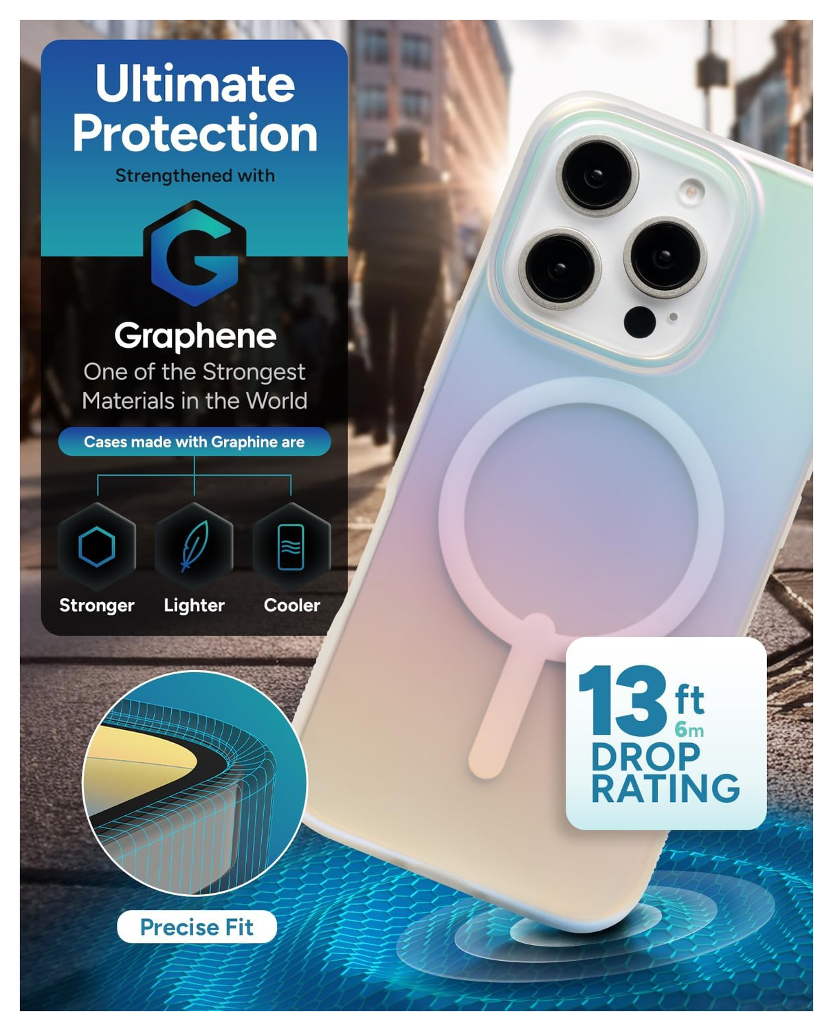 ZAGG Milan Snap Apple iPhone 16 Plus Hoesje MagSafe Back Cover Iridescent afbeelding 3