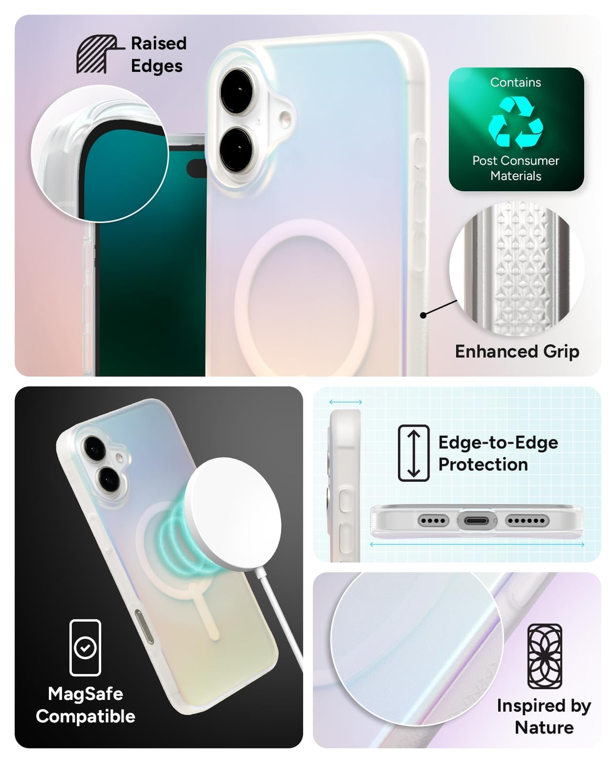 ZAGG Milan Snap Apple iPhone 16 Plus Hoesje MagSafe Back Cover Iridescent afbeelding 4