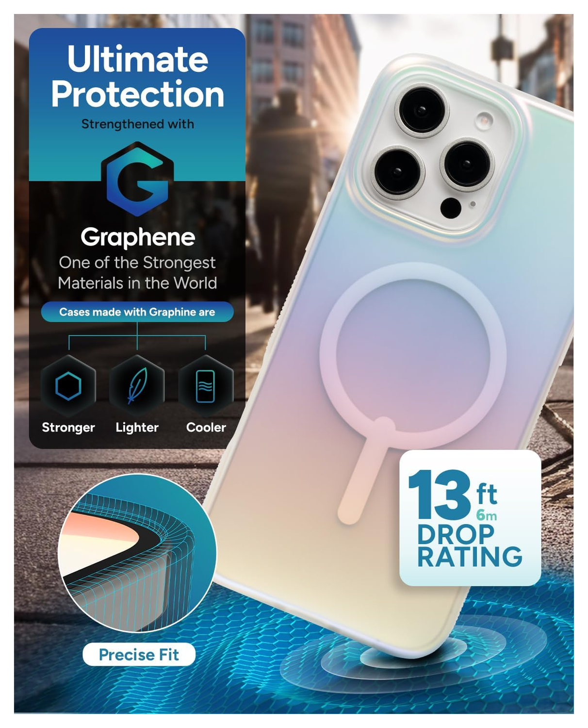 ZAGG Milan Snap Apple iPhone 16 Pro Max Hoesje MagSafe Back Cover Iridescent afbeelding 3