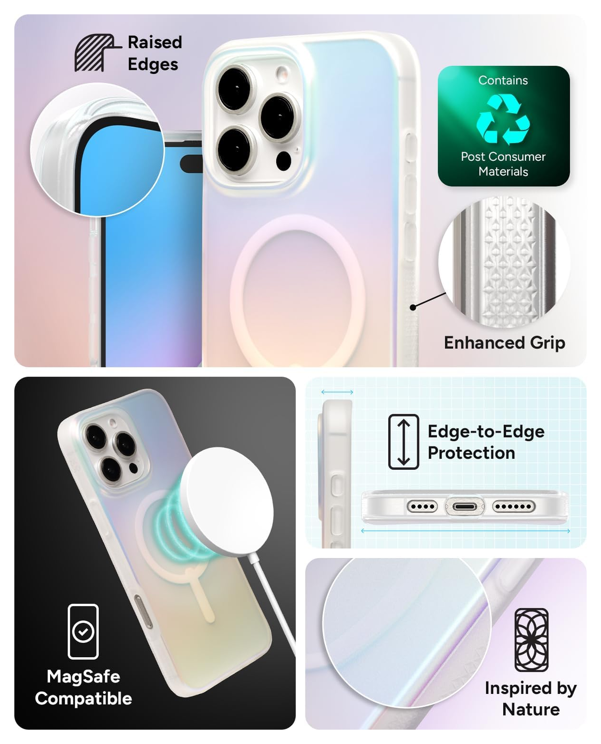 ZAGG Milan Snap Apple iPhone 16 Pro Max Hoesje MagSafe Back Cover Iridescent afbeelding 4