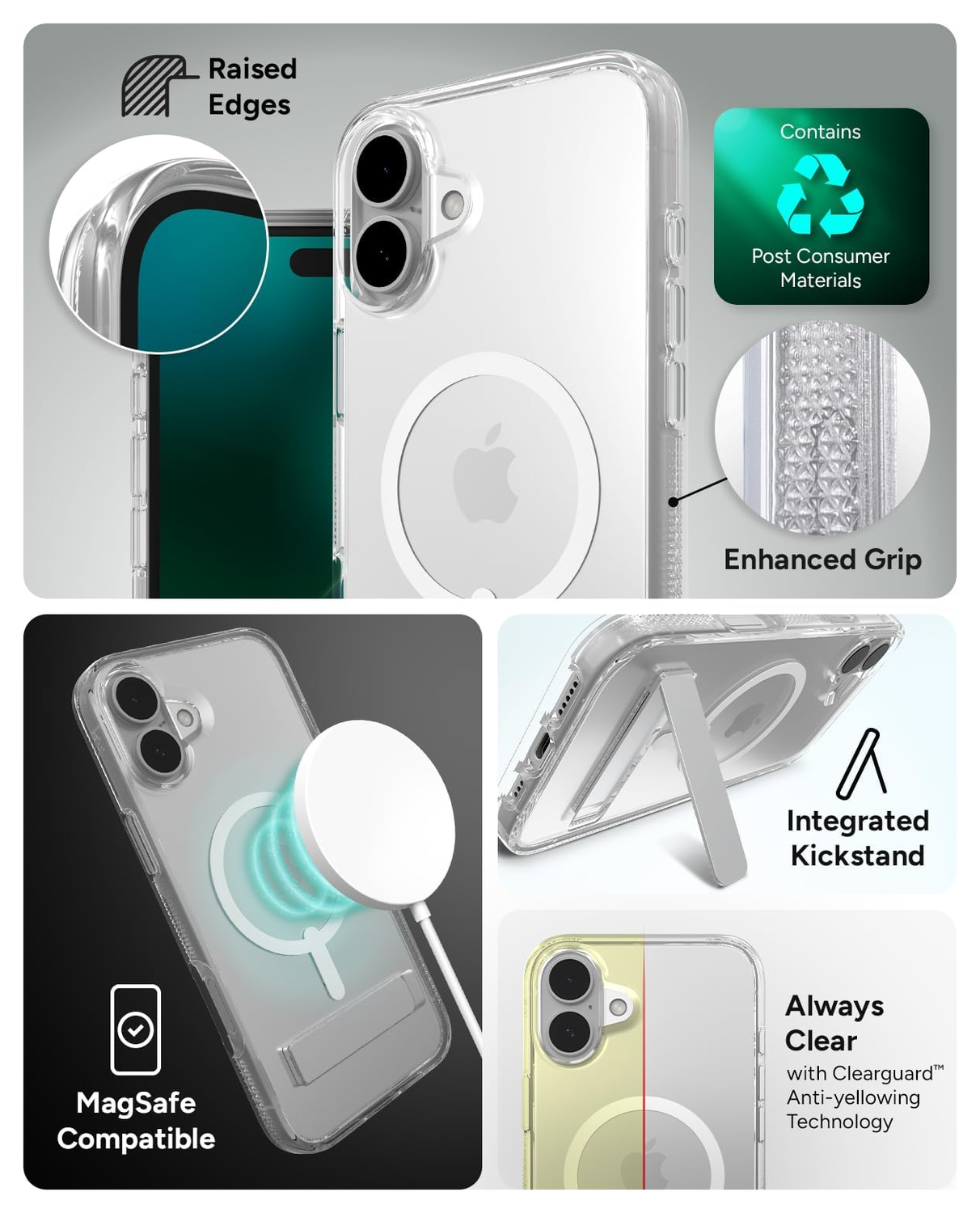 ZAGG Crystal Palace Snap Kickstand iPhone 16 Plus Hoesje MagSafe Transparant afbeelding 4