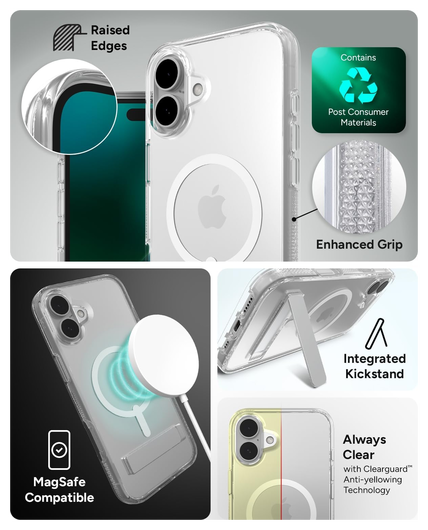 ZAGG Crystal Palace Snap Kickstand iPhone 16 Plus Hoesje MagSafe Transparant afbeelding 4