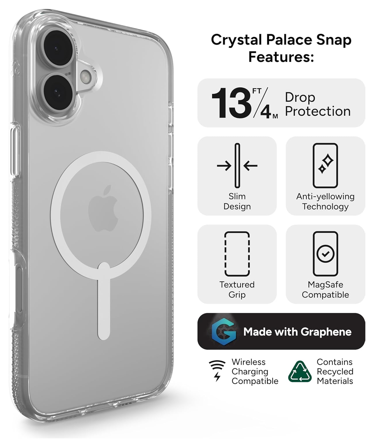 ZAGG Crystal Palace Snap iPhone 16 Plus Hoesje MagSafe Back Cover Transparant afbeelding 2