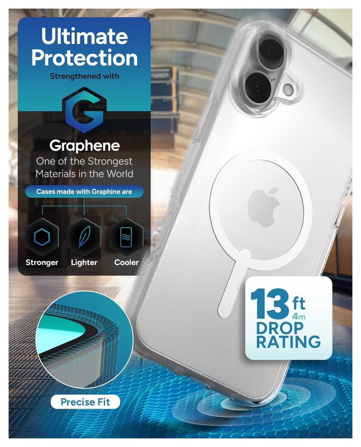 ZAGG Crystal Palace Snap iPhone 16 Plus Hoesje MagSafe Back Cover Transparant afbeelding 3
